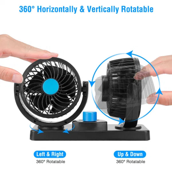 Car Universal Double Headed Fan 360* Degree