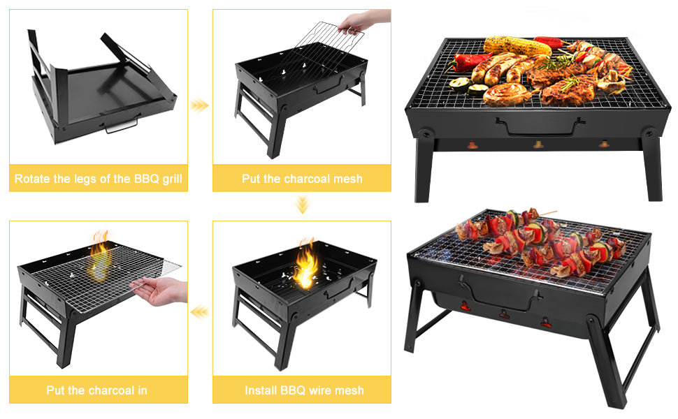 Portable Charcoal Stainless Steel Foldable Barbecue Grill for home & outdoors