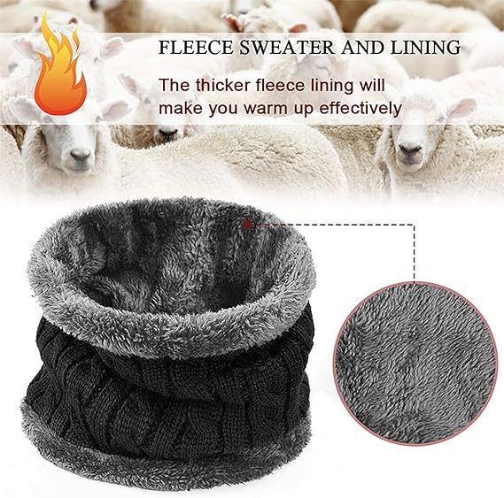 Head & Neck Cap Beanies Combo – Woolen Winter Beanie Cap With Neck Warmer Muffler For Men And Women