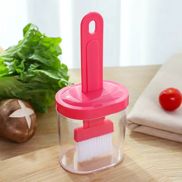 Plastic Oil Bottle Seasoning Dispenser With Silicone Rubber Bristle Brush-for regular home use