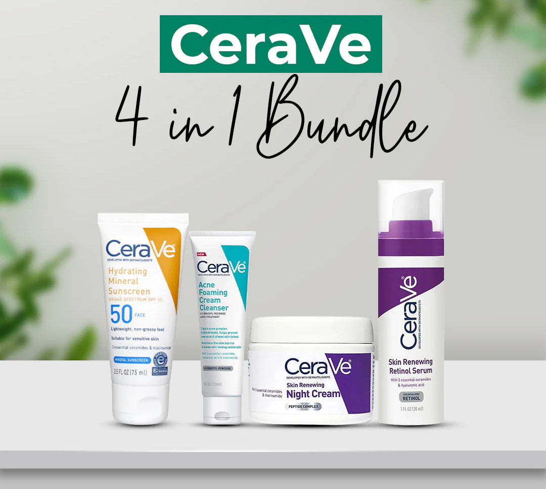 Cerave 4 In 1 Skincare Kit Night Cream, Sunblock, Cleanser & Serum For Radiant Skin- Directly Shipped from Wholesale Drugstore