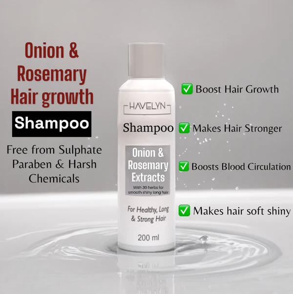 Havelyn Onion & Rosemary Shampoo For Healthy, Long & Strong Hair, Scalp Skin Treatment