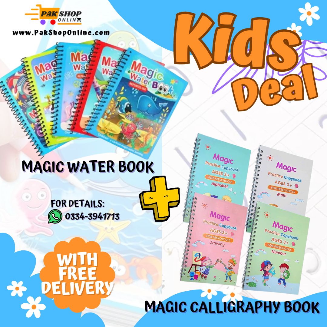 Magic Water Book Painting Drawing Coloring Book + Magic Handwriting Calligraphy Writing