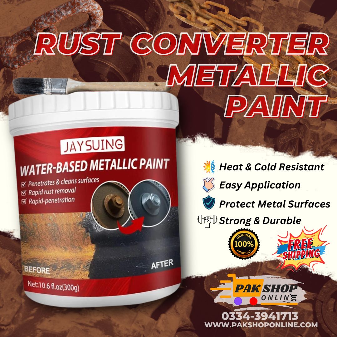 Rust Converter Metallic Paint With Brush |Anti Rust Protection Coating For Removing Rust From Metal – With Brush