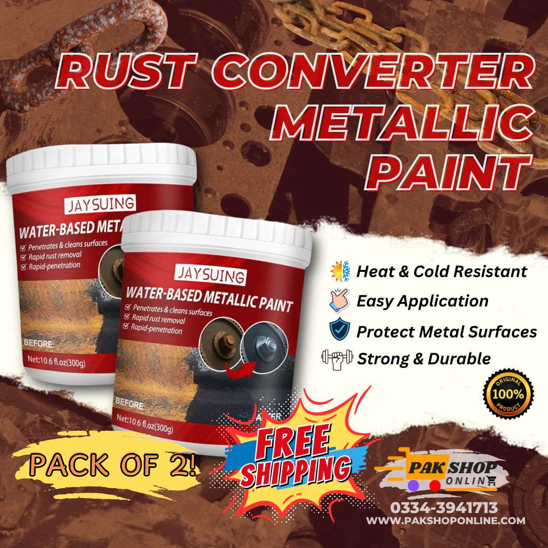 Rust Converter Metallic Paint With Brush |Anti Rust Protection Coating For Removing Rust From Metal – With Brush