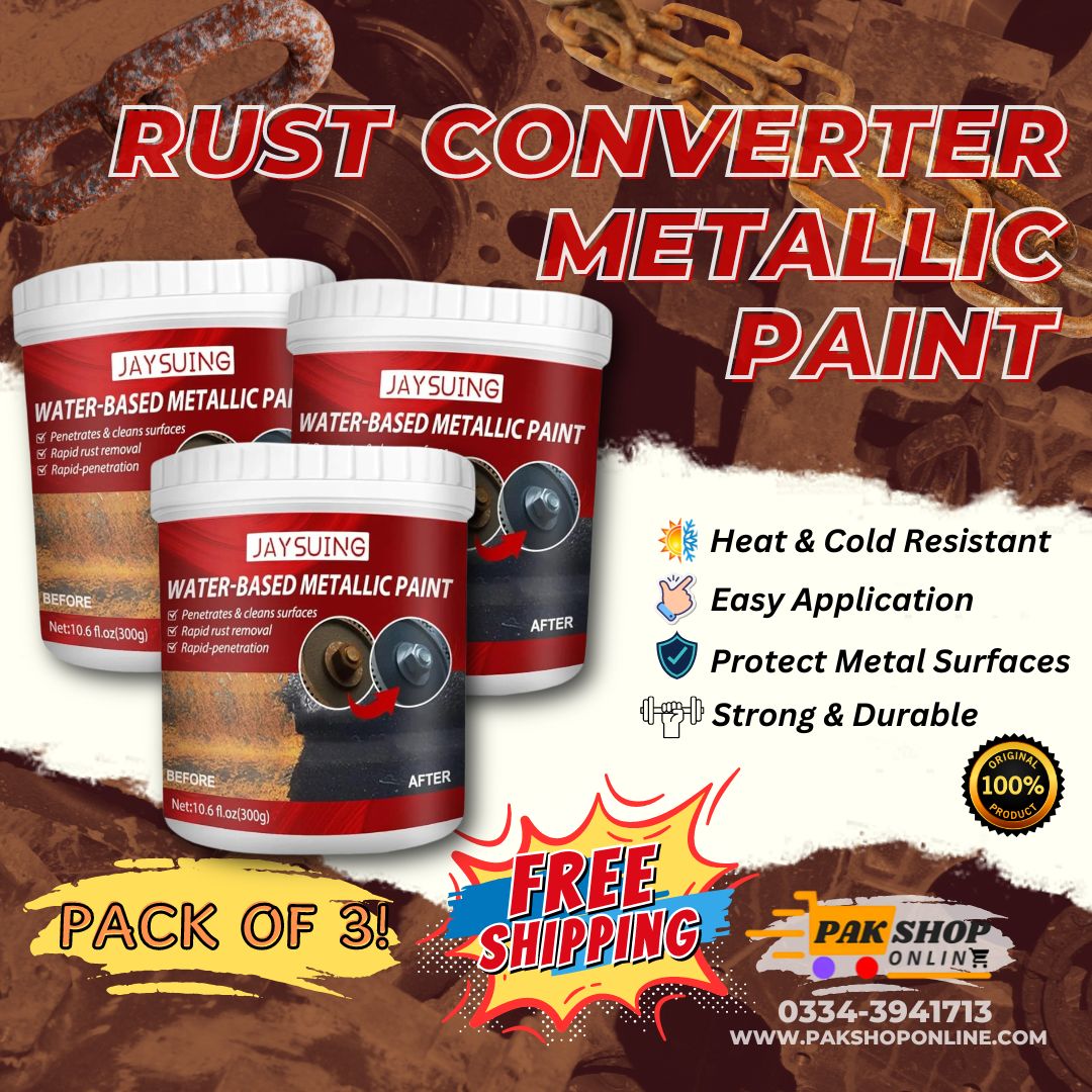 Rust Converter Metallic Paint With Brush 300 grams |Anti Rust Protection Coating For Removing Rust From Metal – With Brush