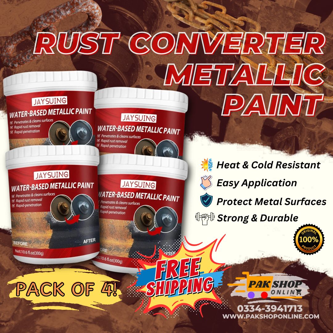 Rust Converter Metallic Paint With Brush 300 grams |Anti Rust Protection Coating For Removing Rust From Metal – With Brush