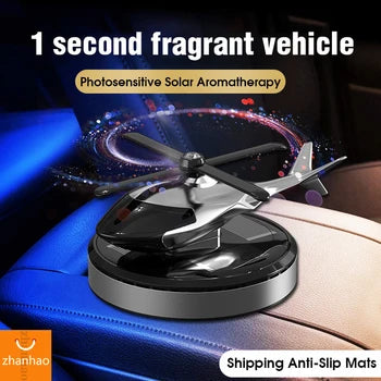 Black Color Car Aroma Diffuser Air Freshener Solar Power Car Dashboard Helicopter With Refill Perfume