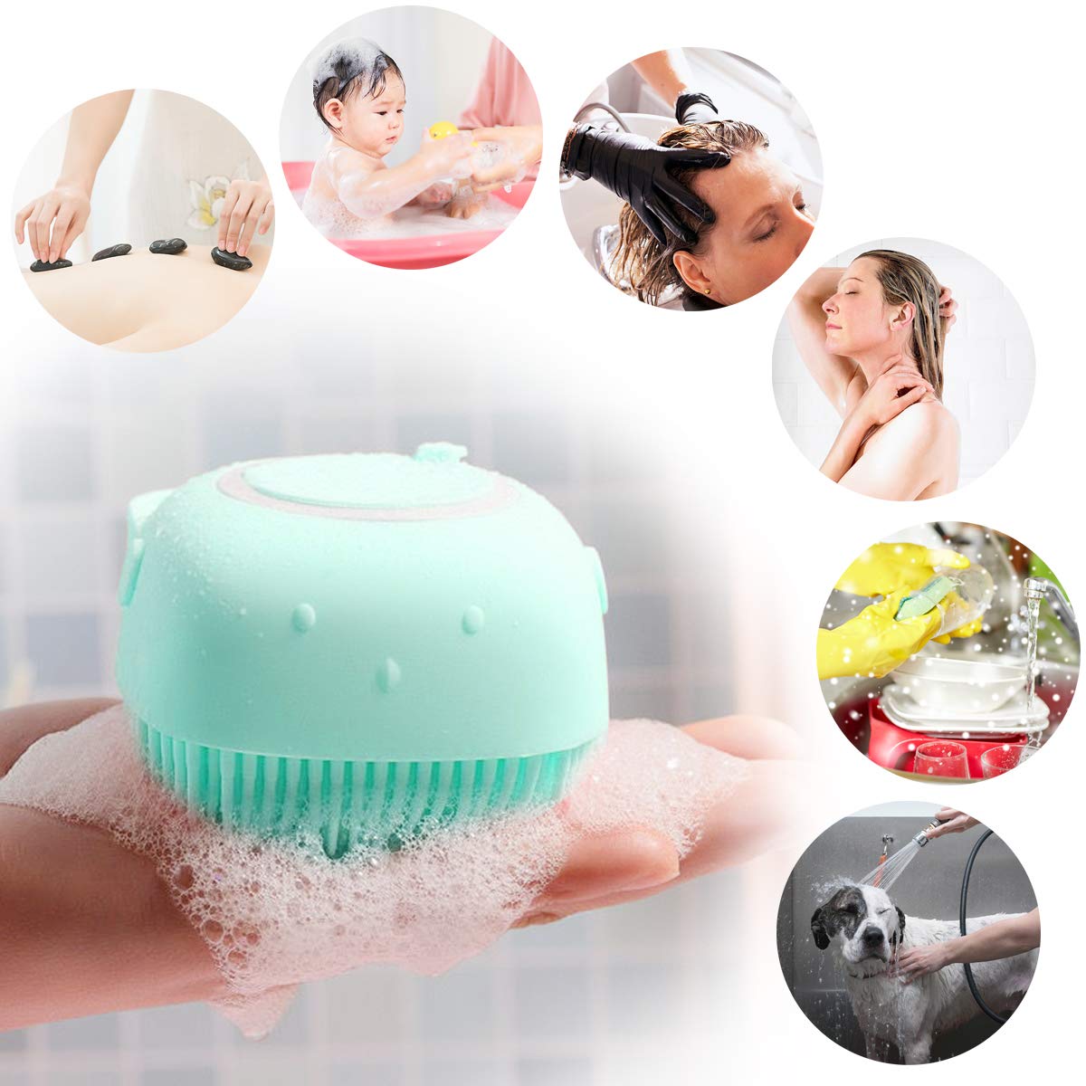 Soft Silicone Bath Brush With Hooks for home & bathroom use