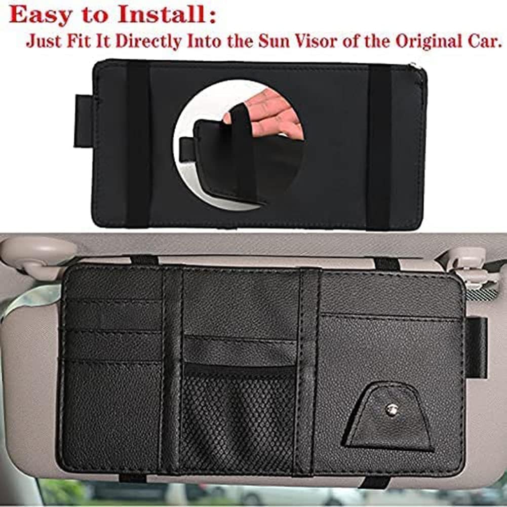 Sunglass Holder Pocket Organizer For Car With Multi-pocket Net For Card, Pen, Key, Sunglasses, Cash