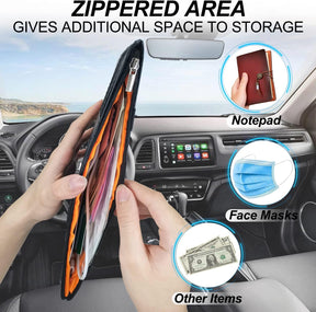 Sunglass Holder Pocket Organizer For Car With Multi-pocket Net For Card, Pen, Key, Sunglasses, Cash