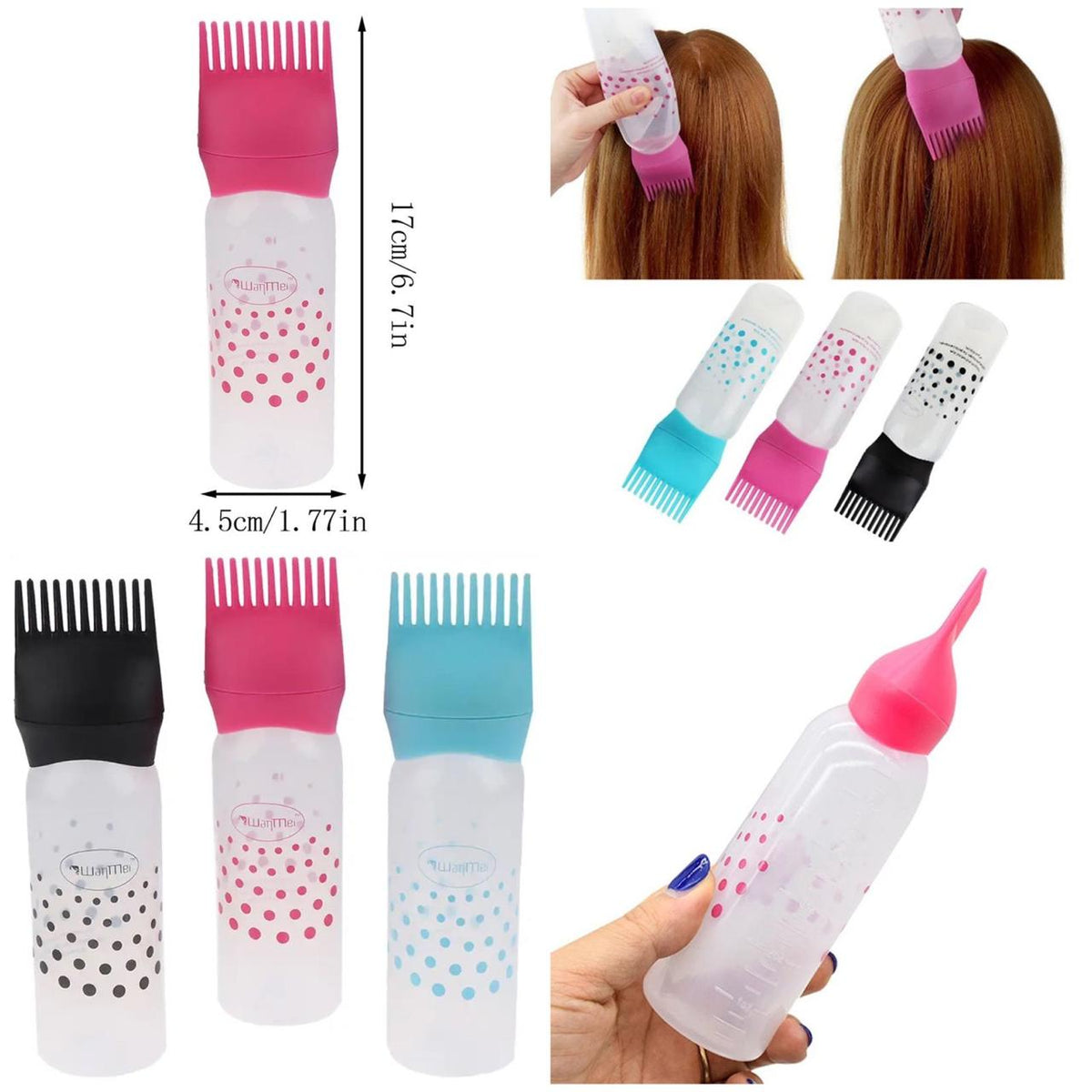 Hair Oil Comb and Skin-Friendly Coloring Bottle