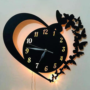 3d Wooden Wall Clock With Light for Home Decor