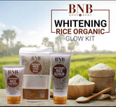 BNB Whitening Rice Extract Bright & Glow Kit (face wash|face exfoliating scrub|face mask) for skin