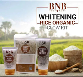 BNB Whitening Rice Extract Bright & Glow Kit (face wash|face exfoliating scrub|face mask) for skin