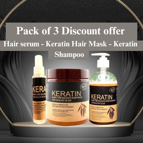 Hair Care Balance Keratin Hair Mask, Shampoo, Serum & Skin Treatment (Pack Of 3 Items)