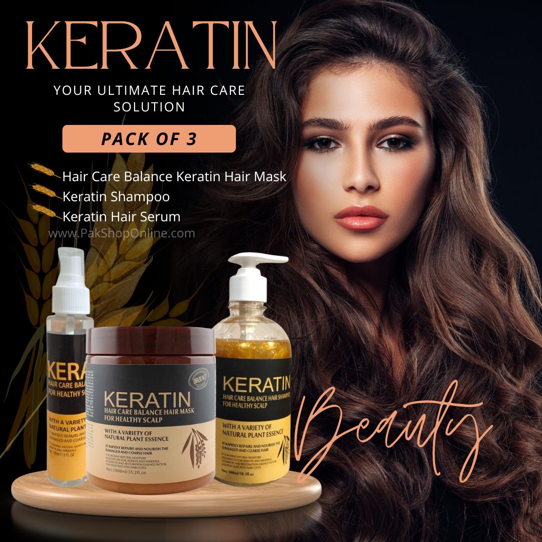 Hair Care Balance Keratin Hair Mask, Shampoo, Serum & Skin Treatment (Pack Of 3 Items)